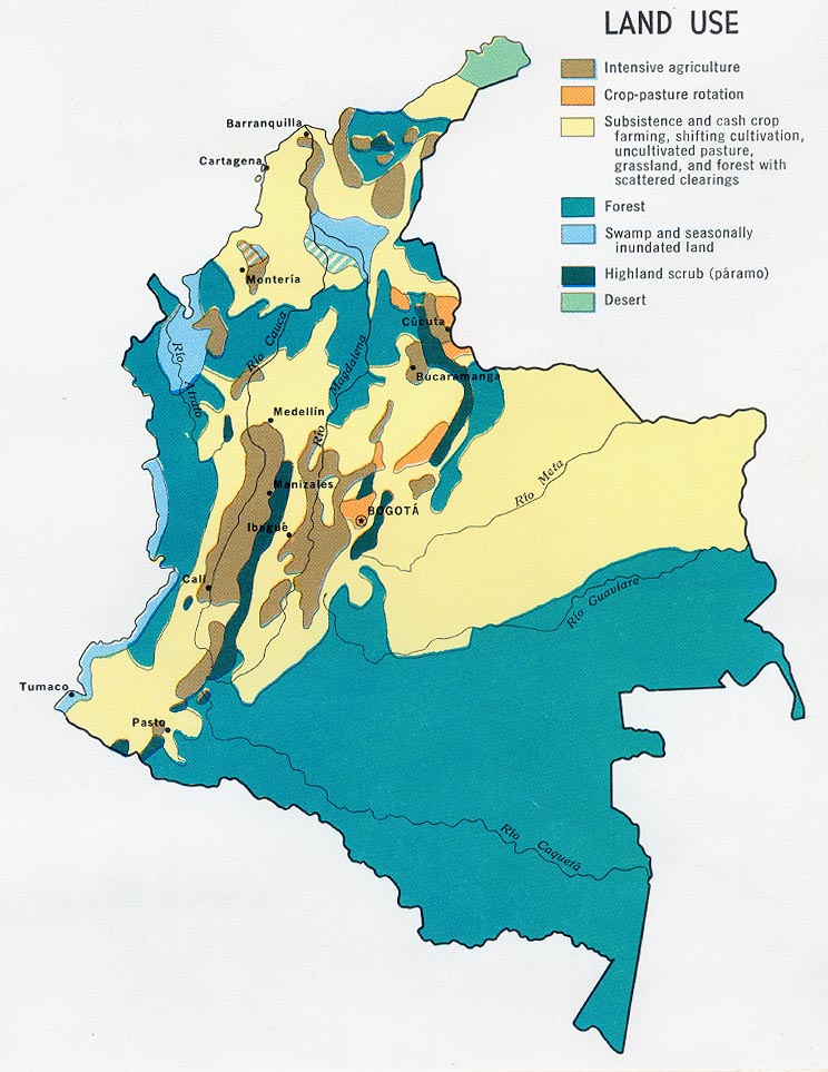 Mapa del Uso del Suelo, Colombia 1970
