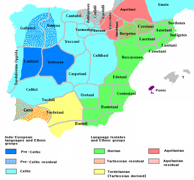 Mapa etnográficos y lingüísticos de la Península Ibérica circa 200 aC