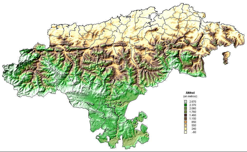 mapa fisico cantabria Mapa físico de Cantabria 2005   mapa.owje.com