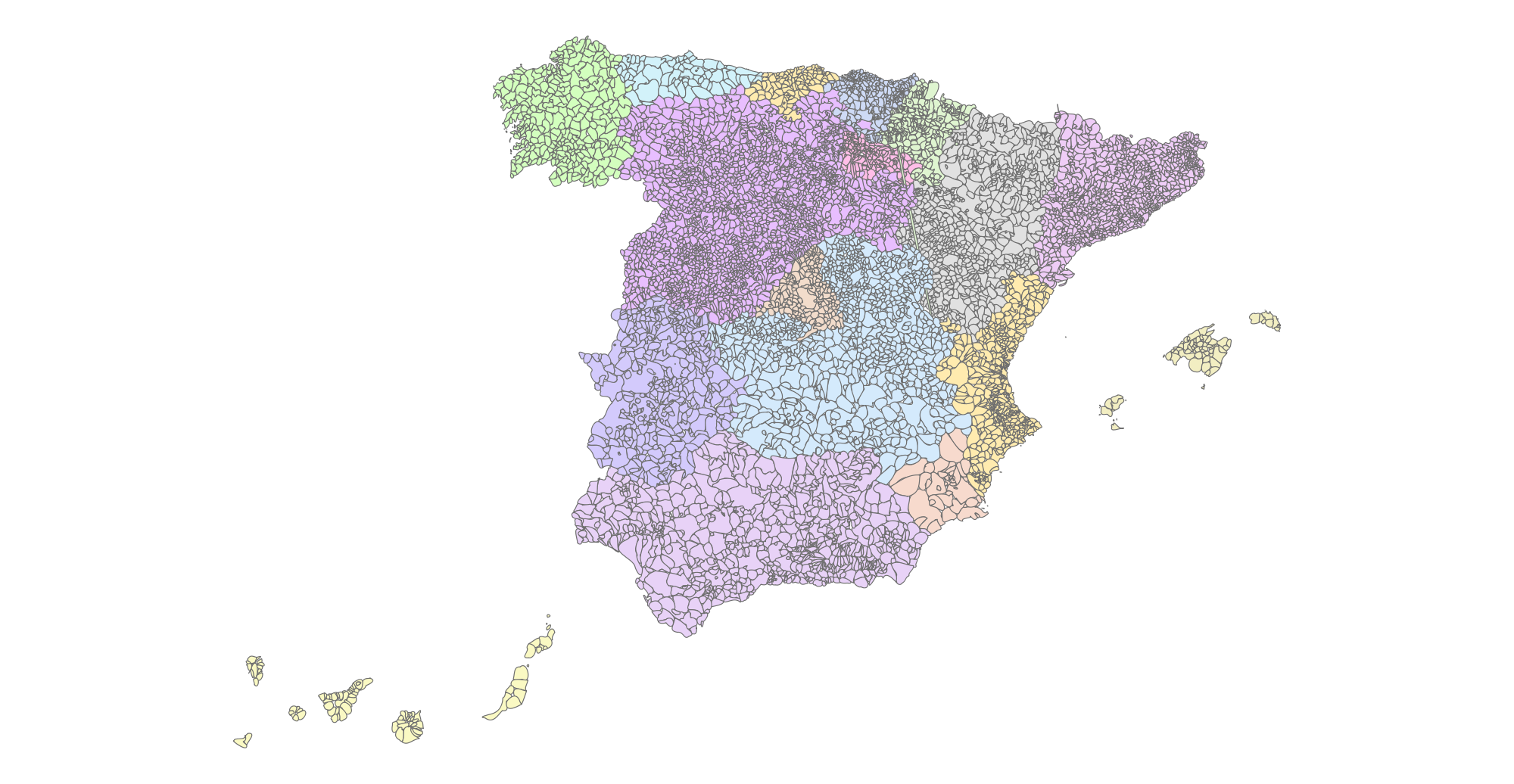 Mapa municipal mudo de España 2004