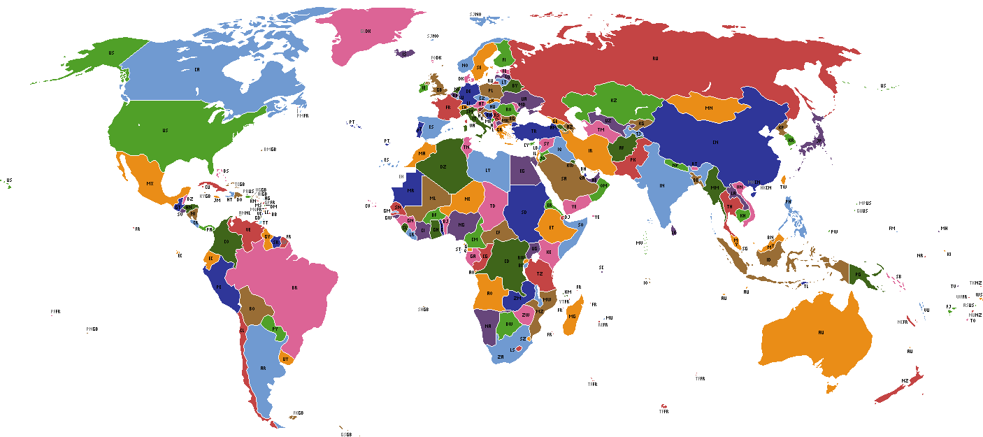 Mapa político ISO del mundo 2009