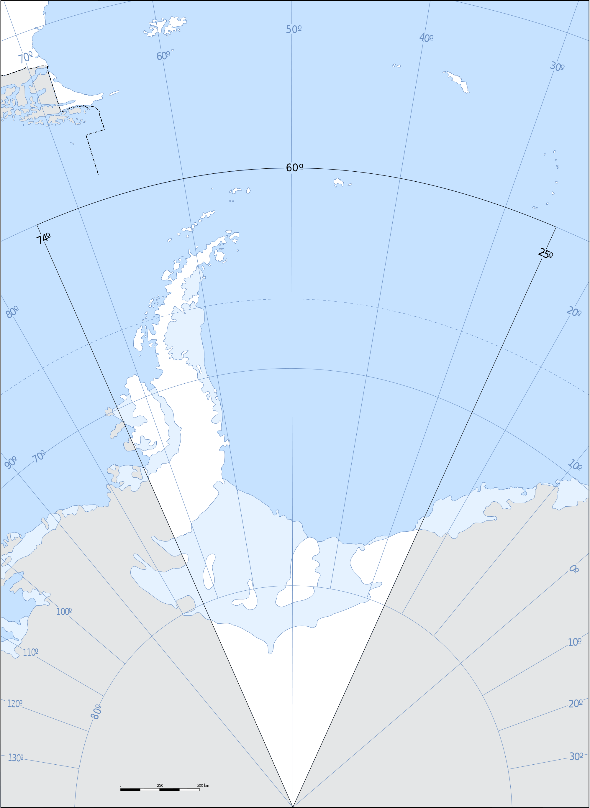 Mapa sin descripción de la Antártida Argentina 2009