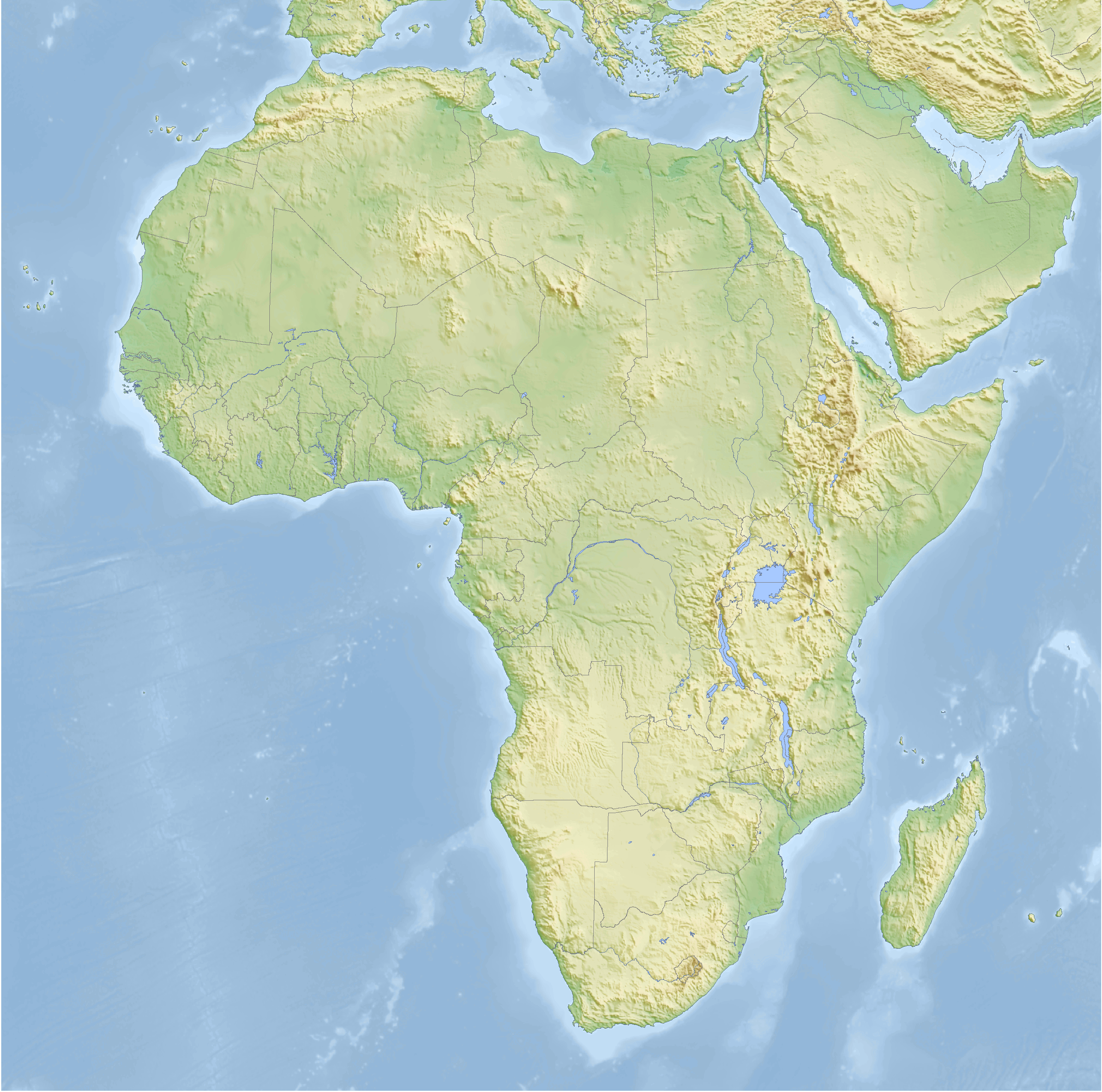 Mapa topográfico de África 2008