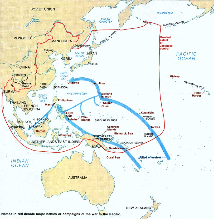 Mayor alcance del avance japonés, agosto 1942