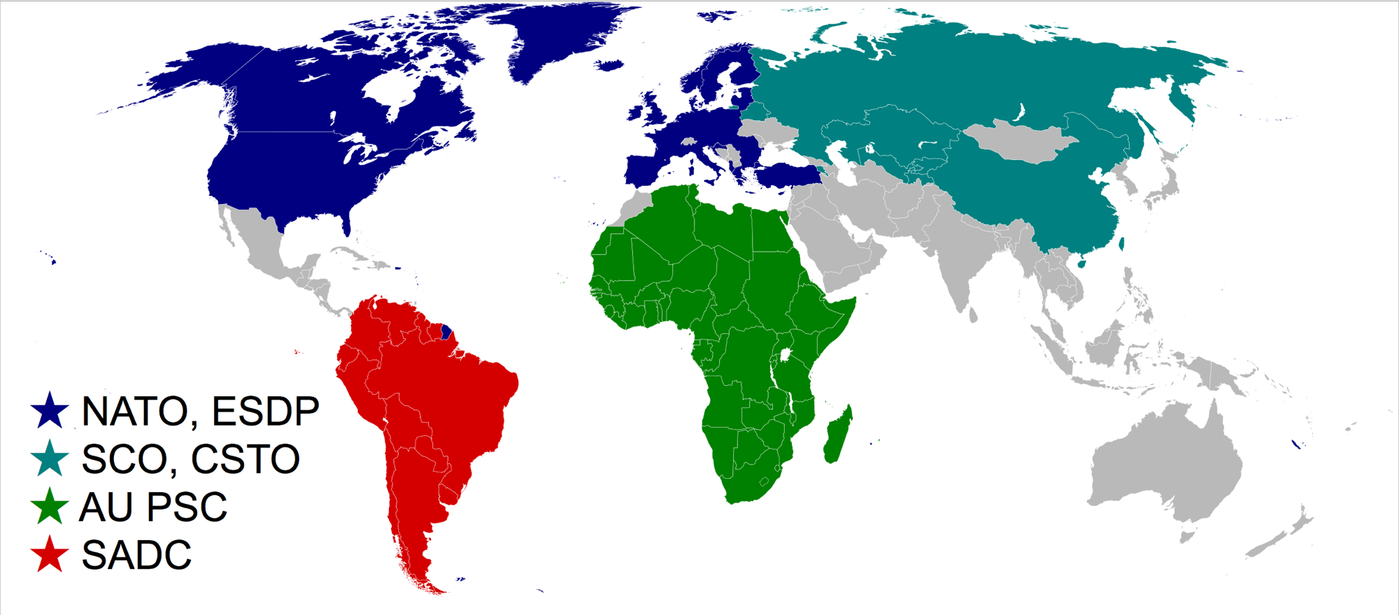 Organizaciones regionales y alianzas militares en el Mundo 2008