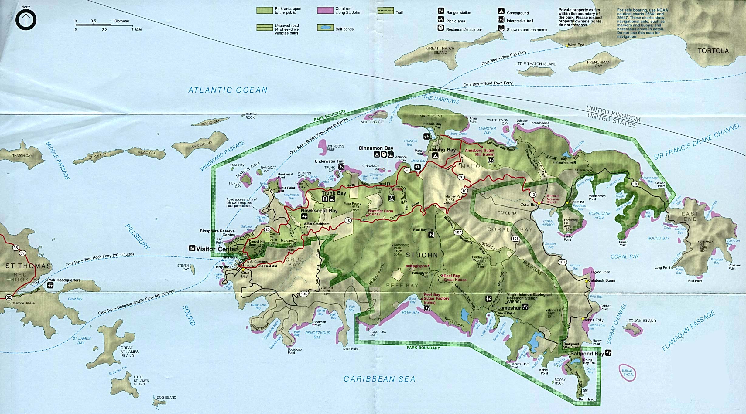 Parque Nacional Islas Vírgenes (Mapa del Parque)