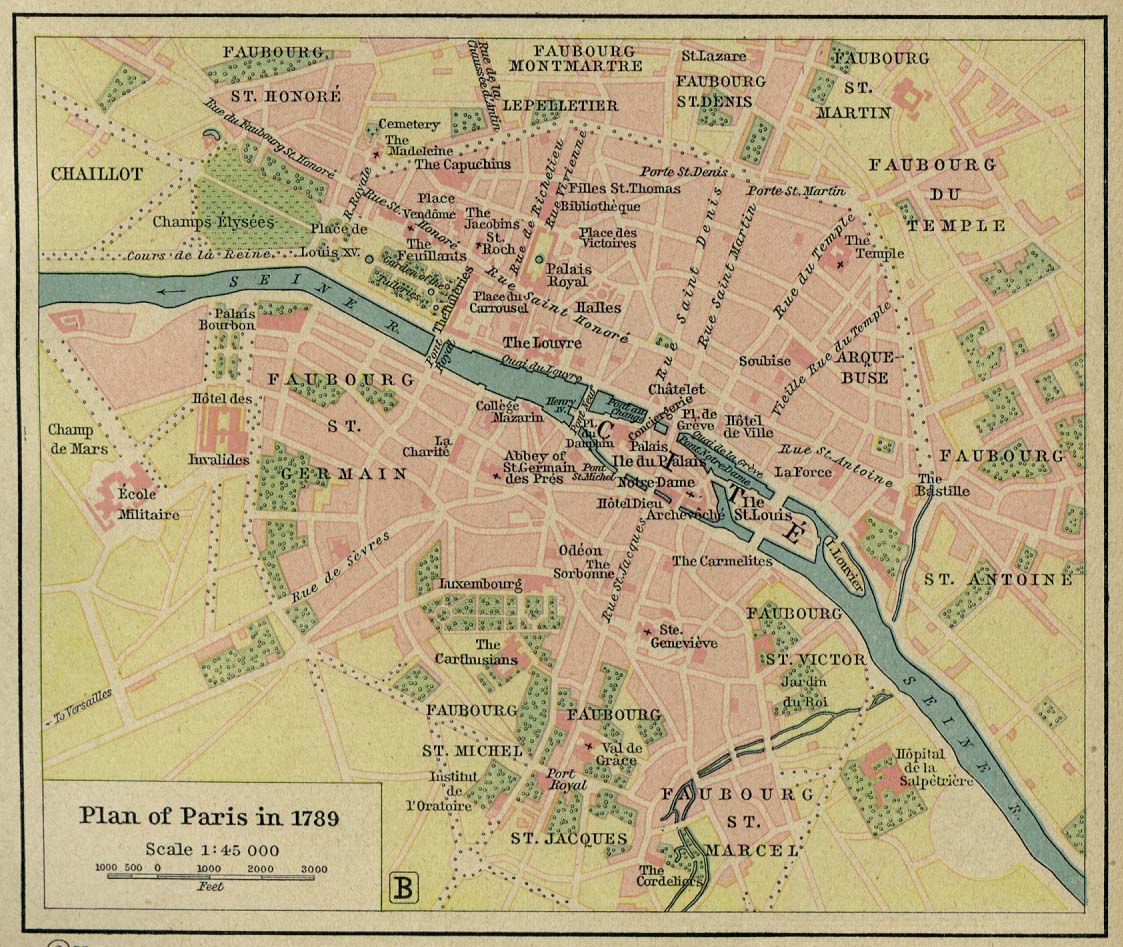 Plano de París, Francia 1789