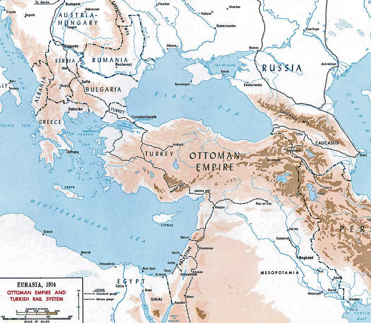 Sistema ferroviario del Imperio Otomano 1914