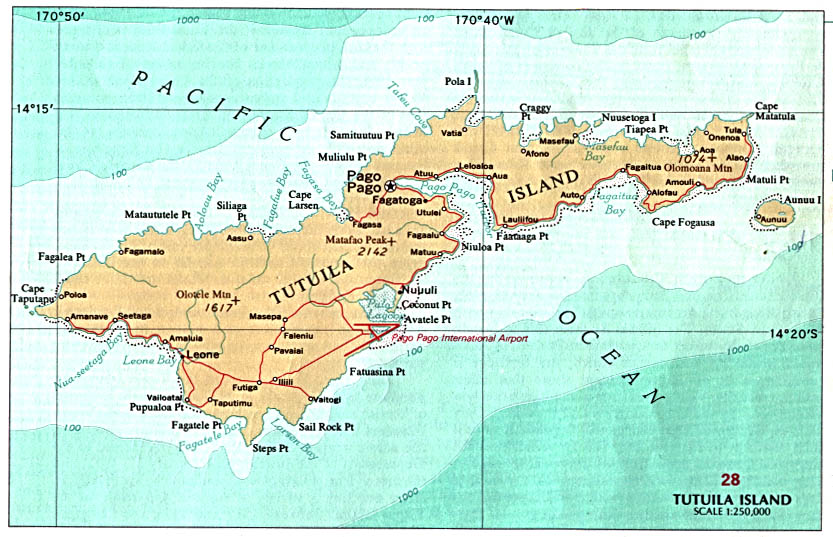 Tutuila Isla Mapa, Samoa Americana