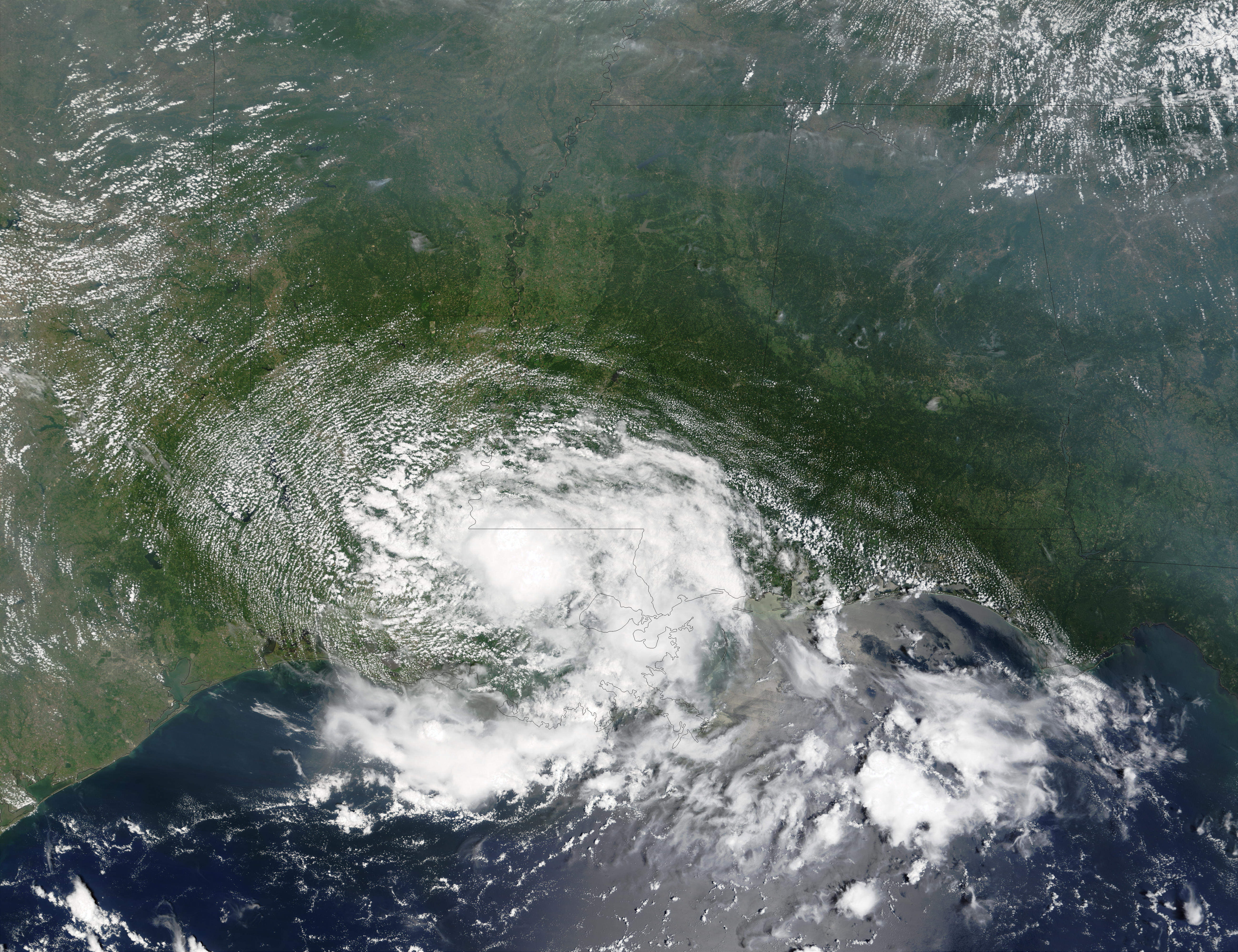 Vestigios del ciclón tropical Bertha encima de Luisiana