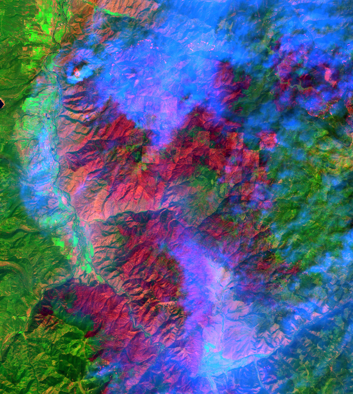 Vista en alta resolución de los incendios de Montana