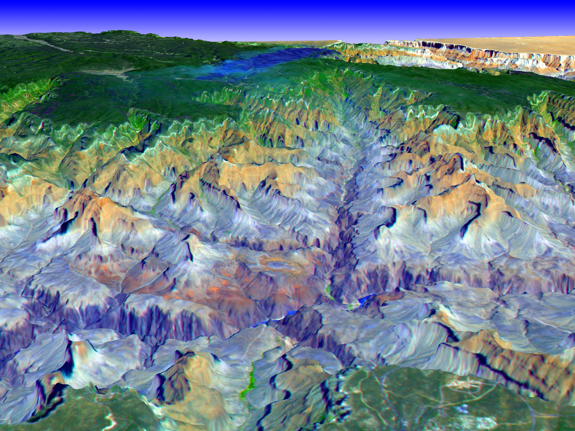 Vista tridimensional del Gran Cañón