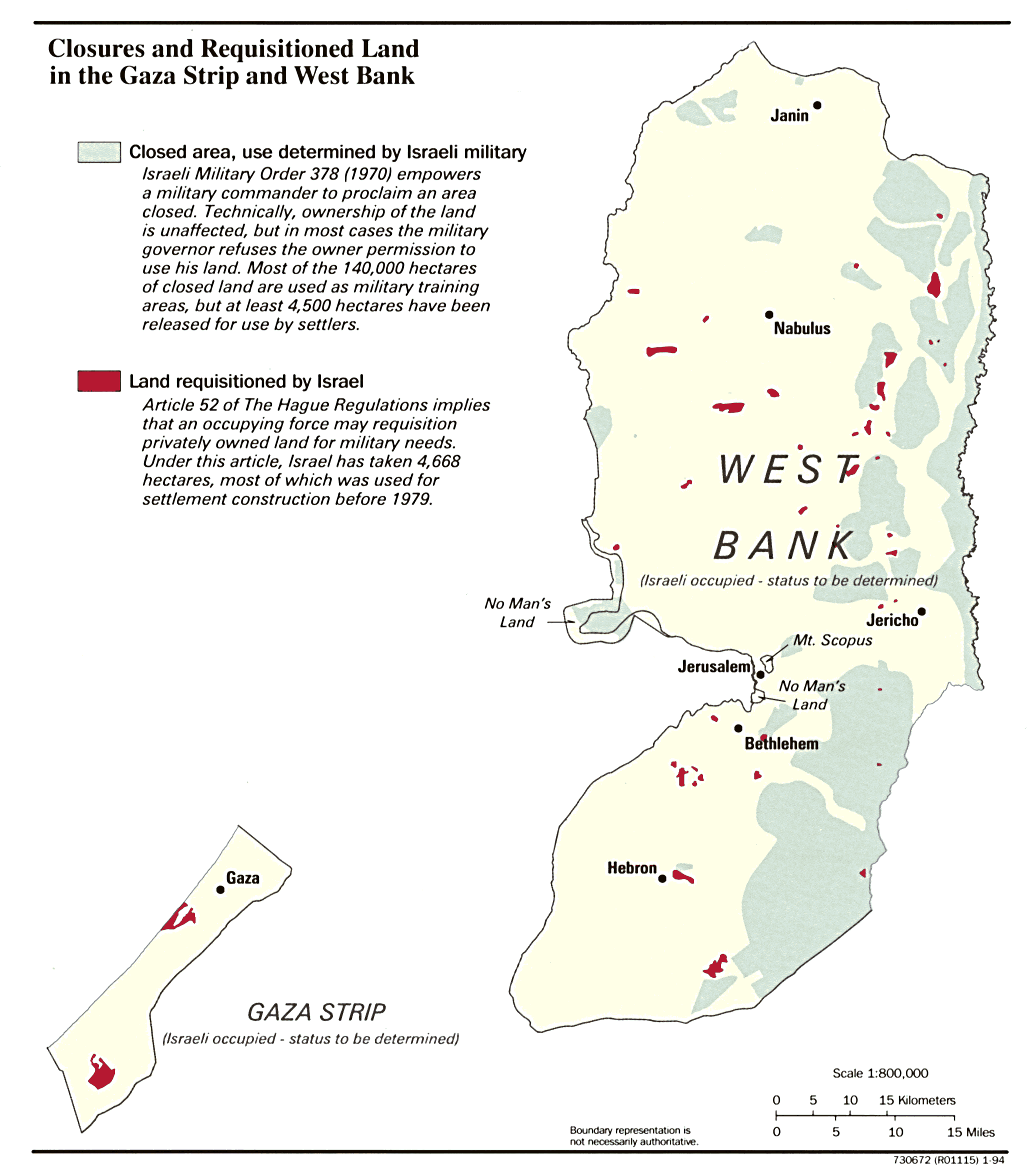 Zonas Cerradas and Tierra Requisada en la Franja de Gaza y the Cisjordania