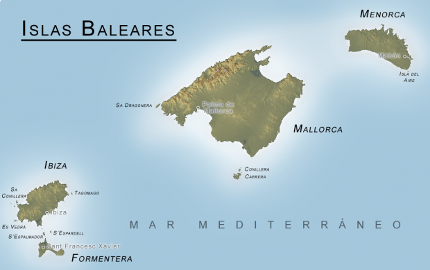 Mapa físico de las Islas Baleares 2006