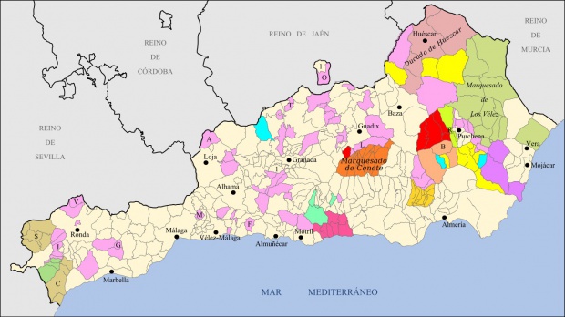 Señoríos del Reino de Granada pertenecientes a la actual provincia de Cádiz 1833