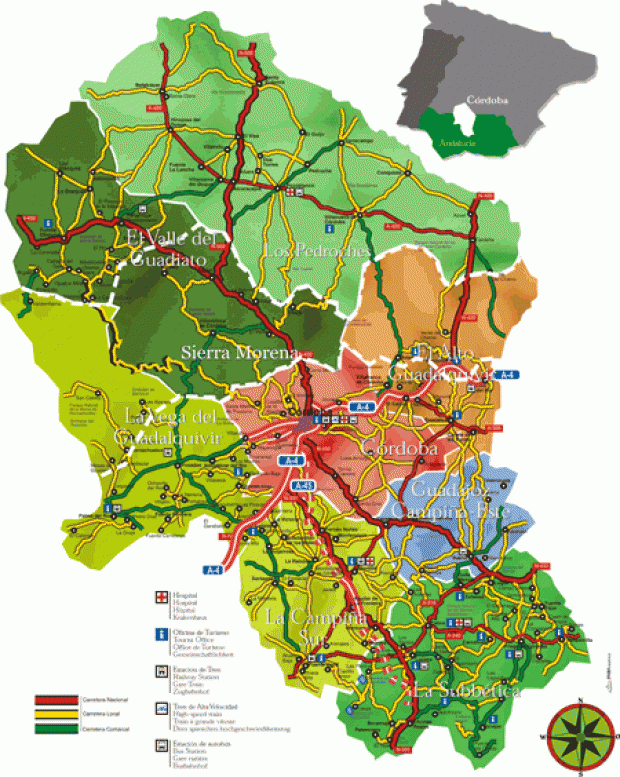 mapa fisico cordoba españa Mapas politico de Córdoba