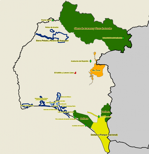 Espacios naturales protegidos en la Provincia de Huelva 2008