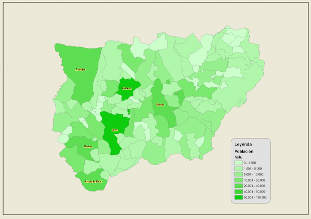 Población de la provincia de Jaén 2007