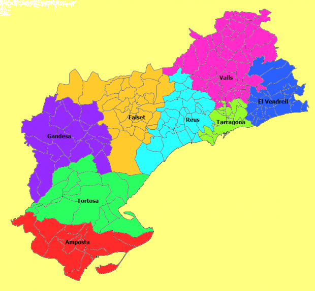 mapa fisico tarragona Mapas politico de Tarragona