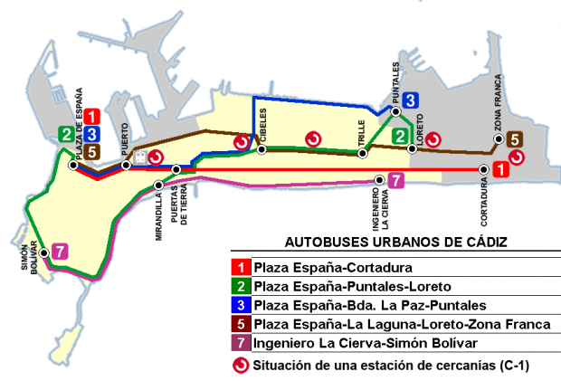 Líneas de autobús urbano de Cádiz 2009