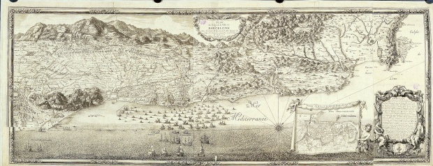 Plano francés de la ciudad de Barcelona 1698