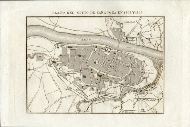Plano del sitio de Zaragoza en 1808 y 1809