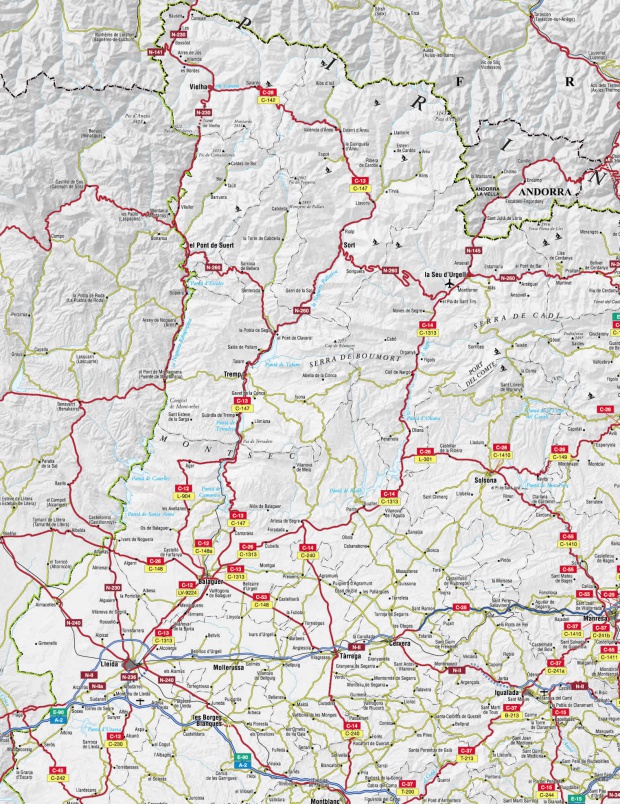 Mapa de carreteras de la Provincia de Lérida
