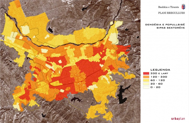 Densidad de población de Tirana