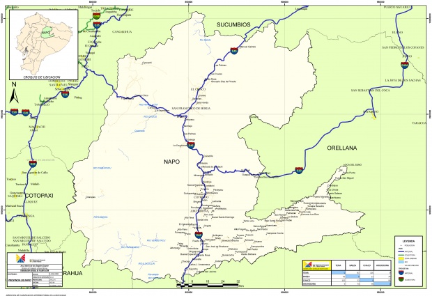 Mapa de carreteras de Napo 2010