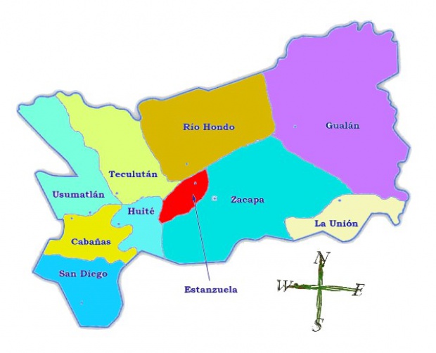 Mapa político de Zacapa