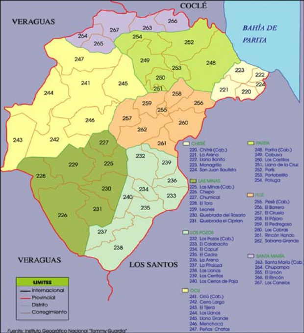 Mapa político de Herrera