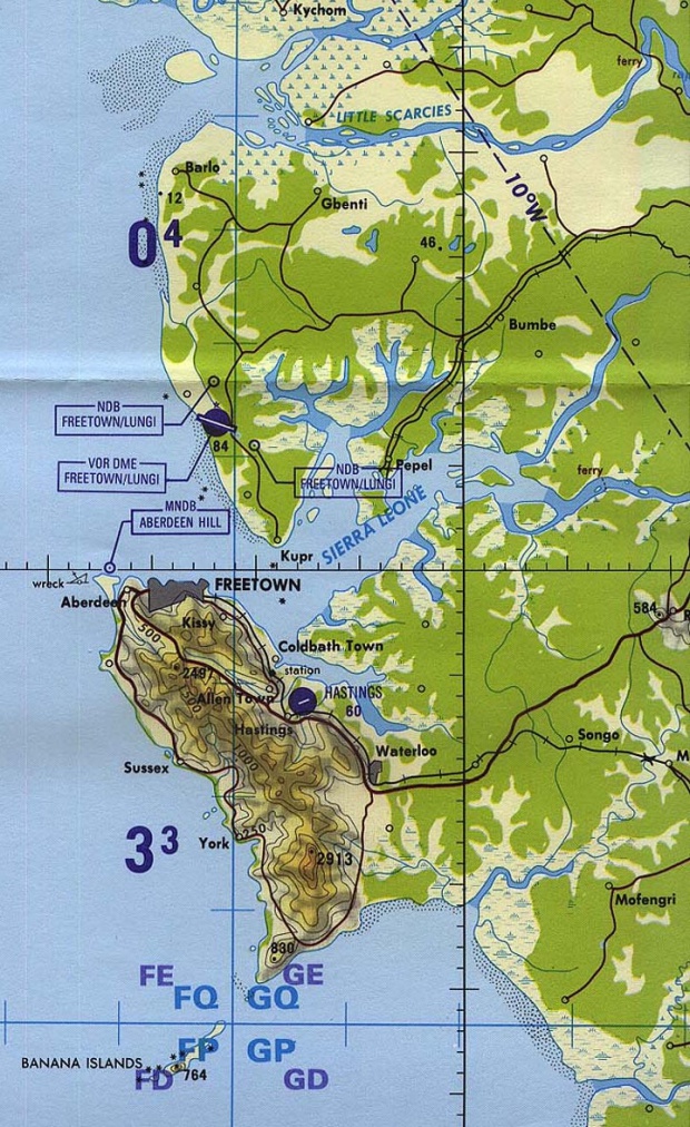 Carta de Pilotage Táctico de la Región de Freetown, Sierra Leona