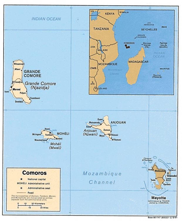 Comoras Mapa Politico