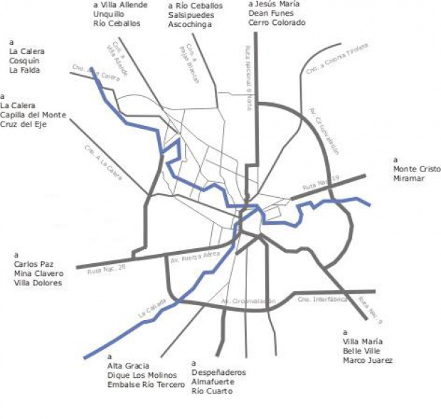 Córdoba City Access Map, Prov. Córdoba, Argentina