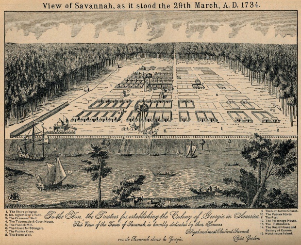 Croquis de Savannah, Georgia, Estados Unidos 1734