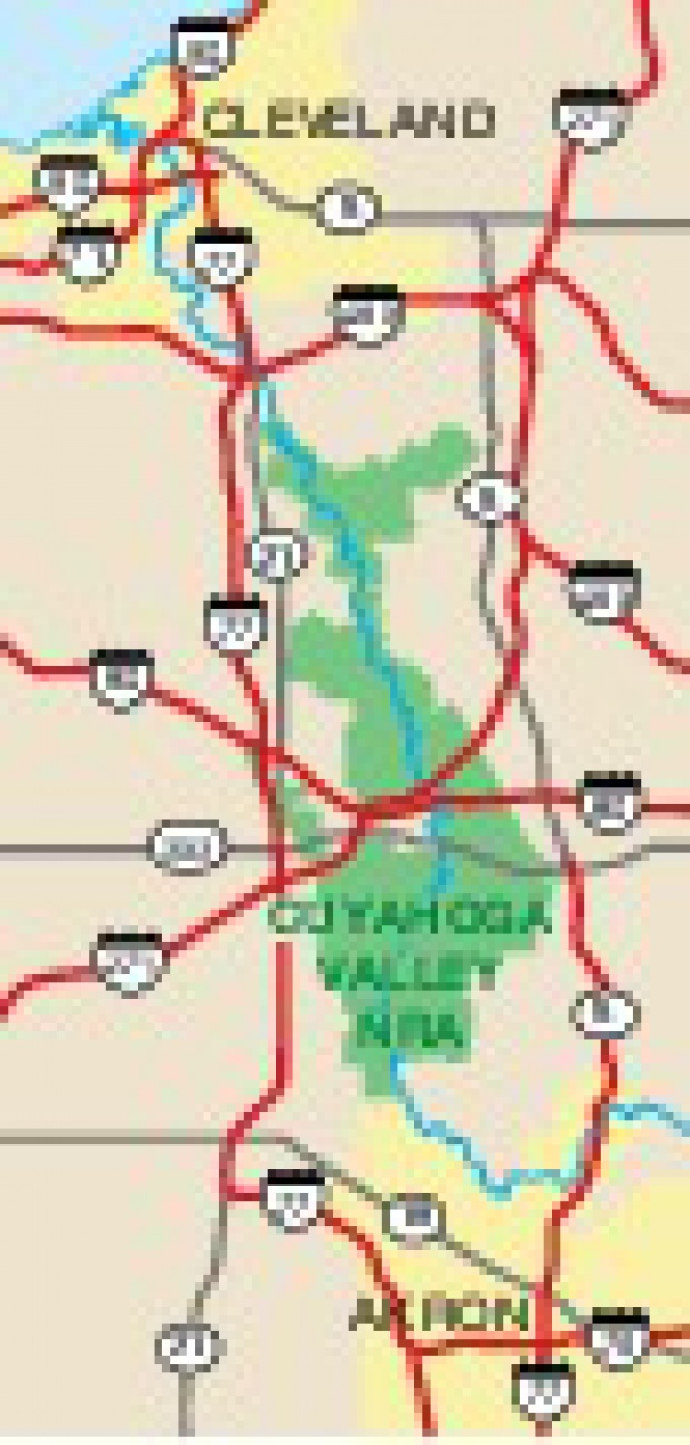 Cuyahoga Valle Área Nacional de Recreación Mapa de la Región de, Ohio, Estados Unidos