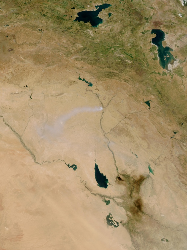 Humo tóxico de azufre a través de Iraq