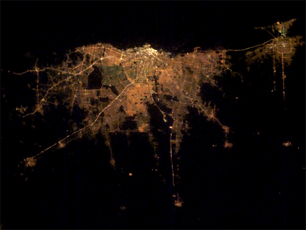 Imagen, Foto Satelite de Buenos Aires de Noche, Argentina