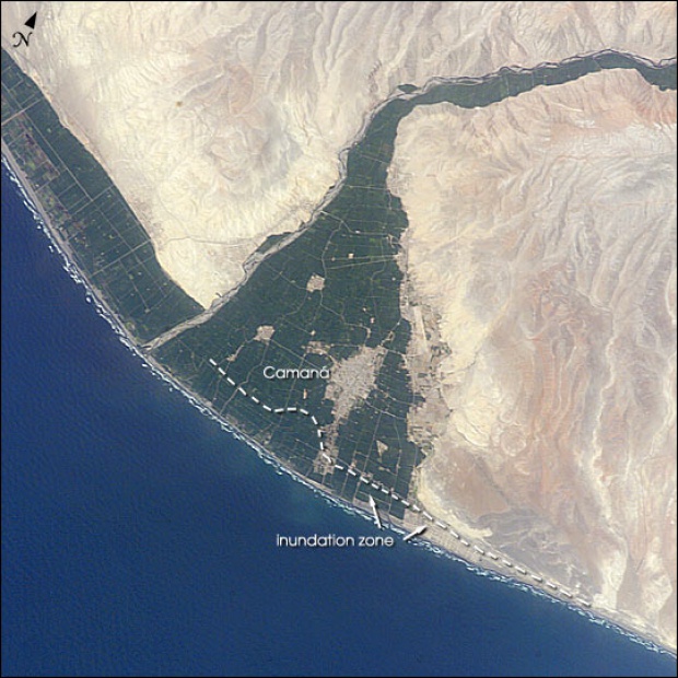 Imagen, Foto Satelite de Camana, Sur de Peru