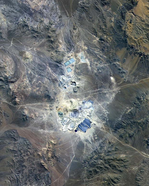 Imagen, Foto Satelite de la Mina Escondida, Desierto de Atacama, Chile