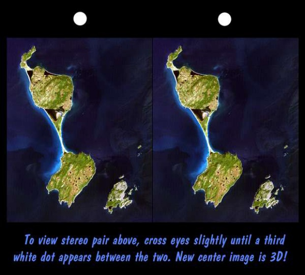 Imagen Satelite Estereoscopica de las Islas San Pedro y Miquelon (Francia)