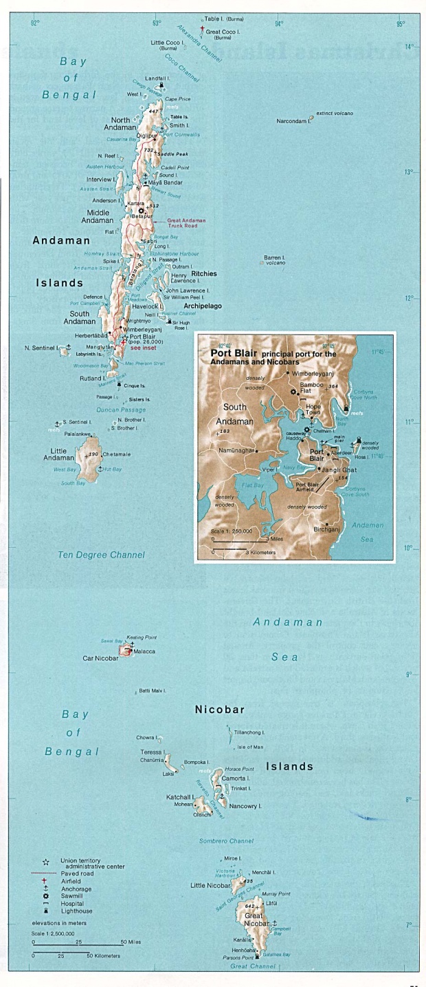 Islas Andamán y Nicobar Mapa (Territorio de la Unión)