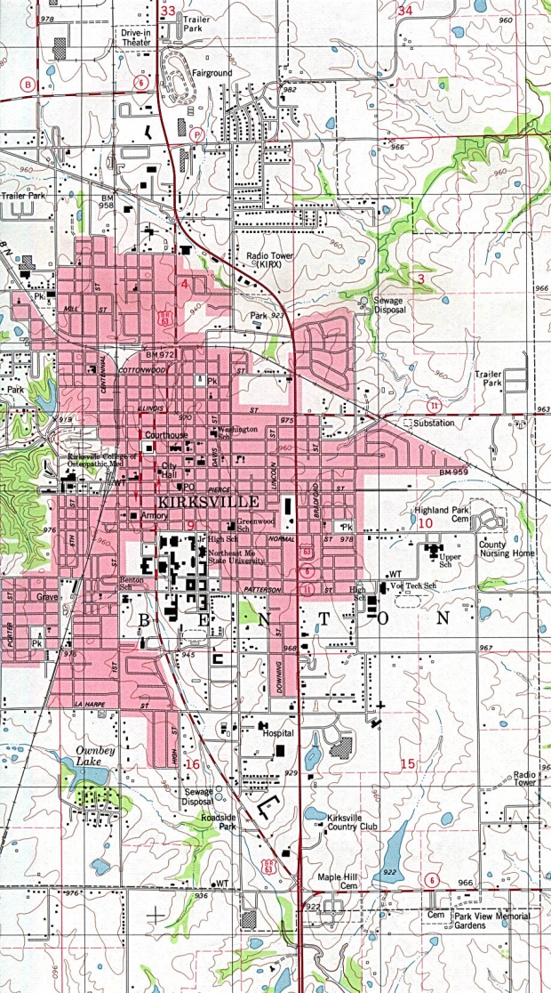 Kirksville Mapa Topográfico de la Ciudad de Kirksville, Missouri, Estados Unidos