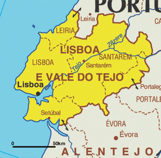 Lisbon Region Map, Portugal