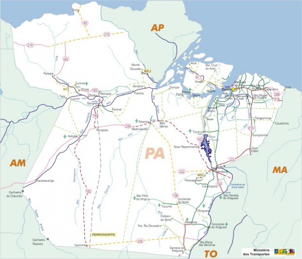 Mapa Carreteras Federales, Edo. de Pará, Brasil