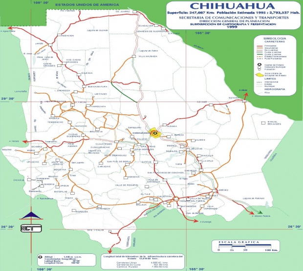 Mapa Chihuahua (Estado), Mexico