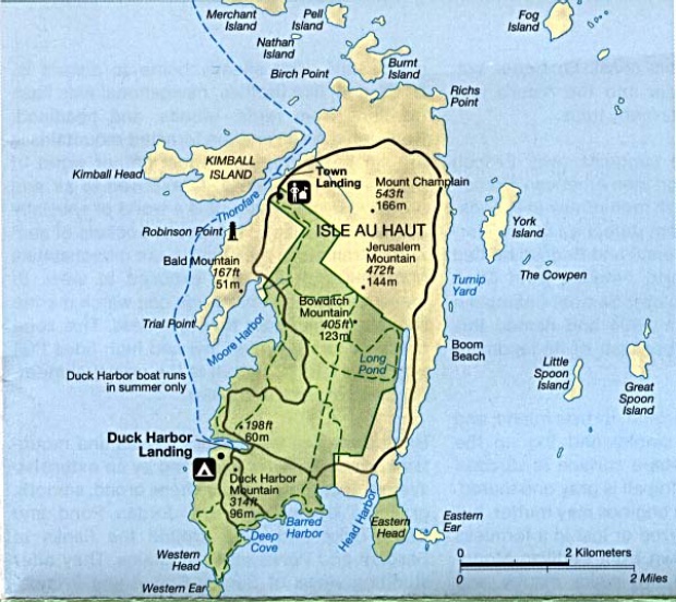 Mapa Detallado de Isle au Haut, Maine, Estados Unidos