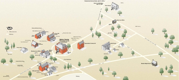 Mapa-Esquema del Parque Nacional Histórico Appomattox Court House, Virginia, Estados Unidos