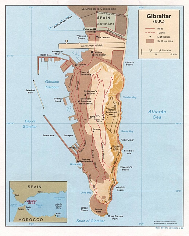 Mapa Físico de Gibraltar