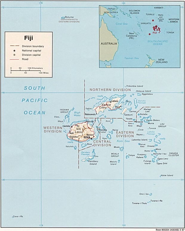 Mapa Físico de las las Islas Fiyi